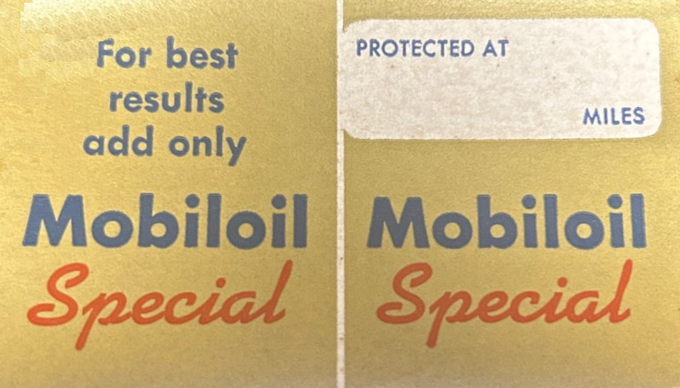(image for) 1954 ORIGINAL Mobil Oil Change Lubrication Sticker